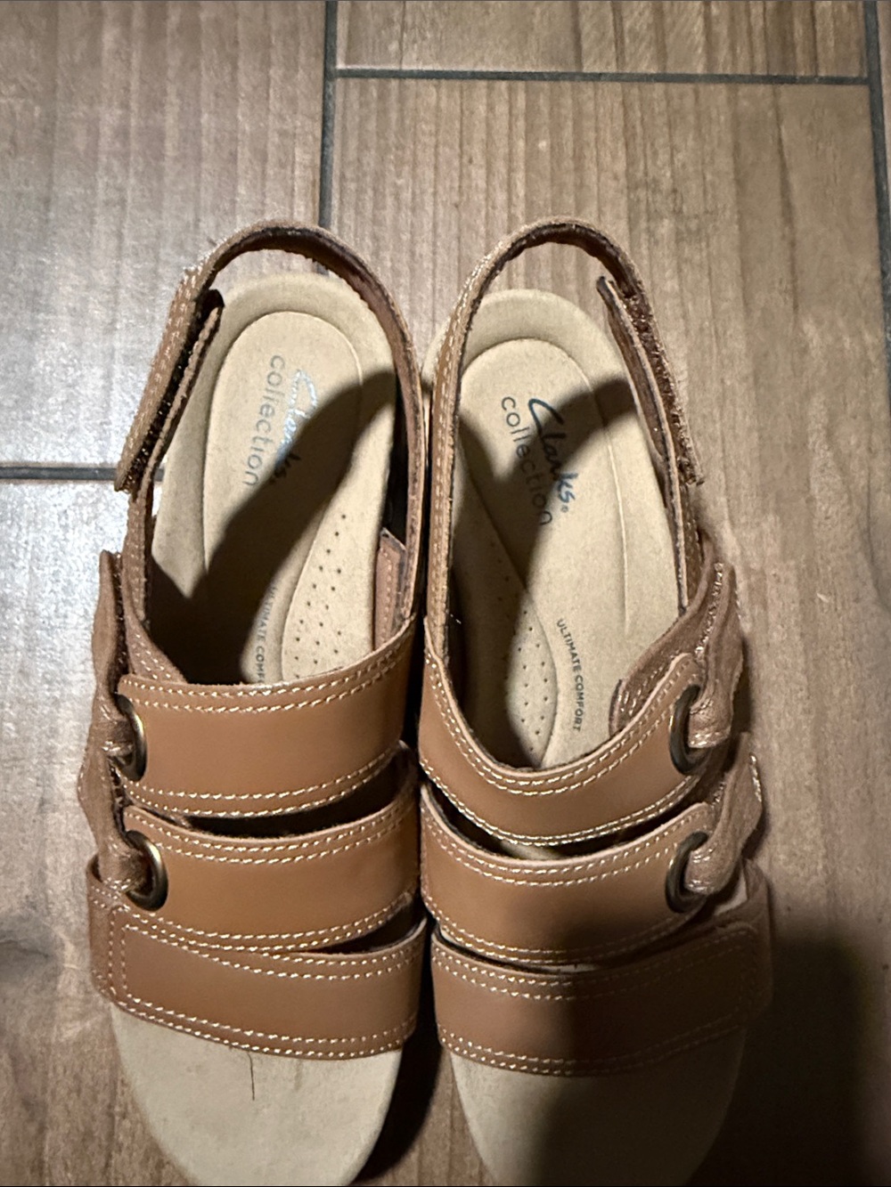 Clarks Kids Brown Leather Triple-Strap Sandals